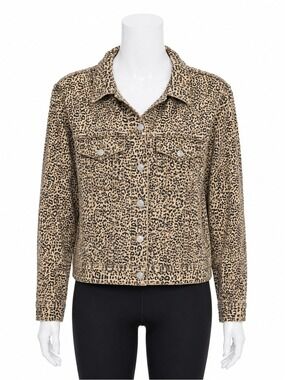 Brunette The Label Leopard Print Denim Jacket L/XL